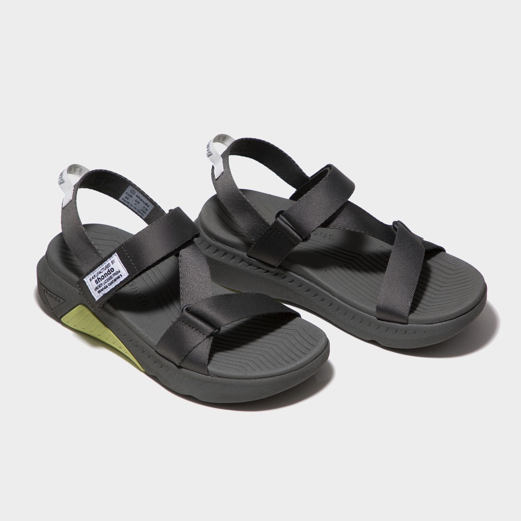 Giày Sandals Nam Nữ Unisex Shondo F7 Racing Đế Xám Phối Xanh Dạ Quai Xám F7R2020