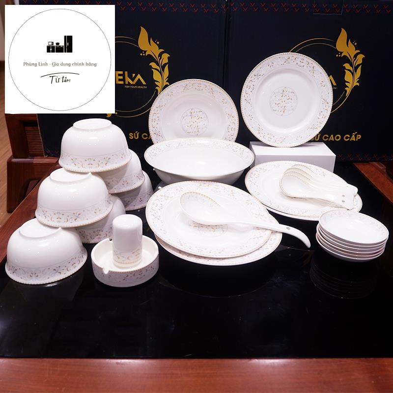 Bộ Bát Đĩa Sứ Họa Tiết CAO CẤP 28 chi tiết BHX-28 Seka siêu đẹp siêu sang và cực dày dặn