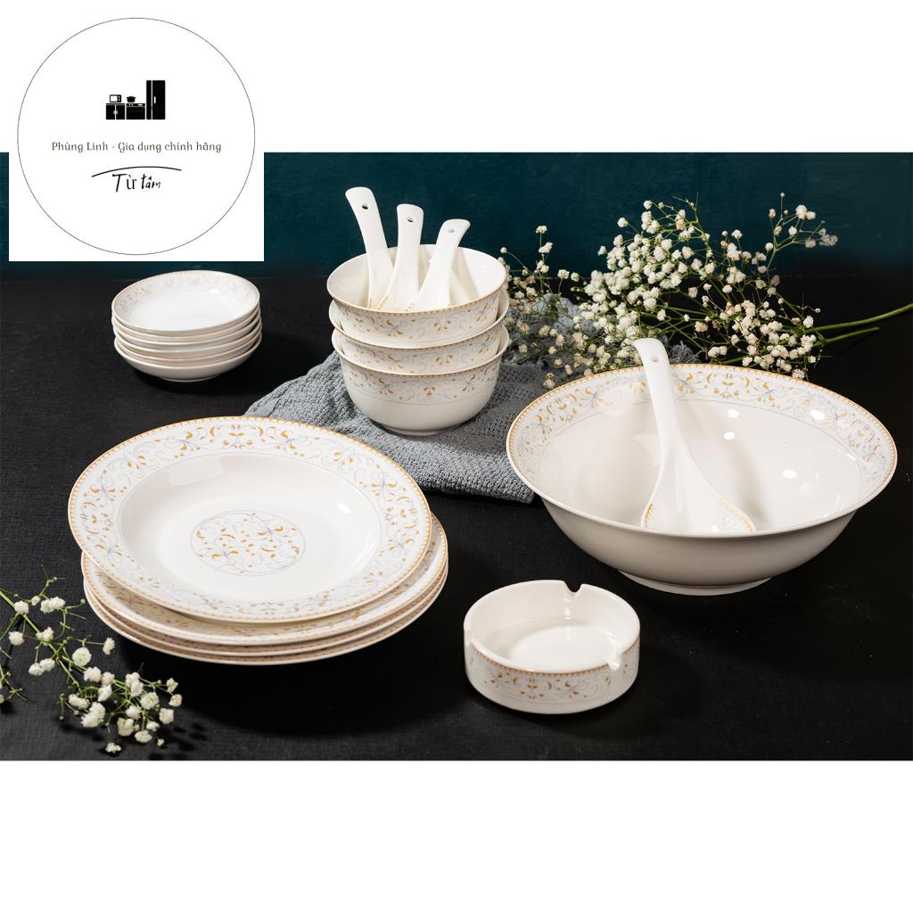 Bộ Bát Đĩa Sứ Họa Tiết CAO CẤP 28 chi tiết BHX-28 Seka siêu đẹp siêu sang và cực dày dặn