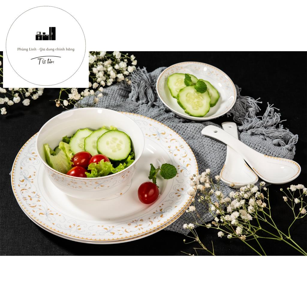 Bộ Bát Đĩa Sứ Họa Tiết CAO CẤP 28 chi tiết BHX-28 Seka siêu đẹp siêu sang và cực dày dặn