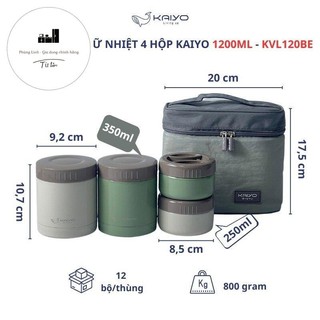 Bộ hộp cơm giữ nhiệt Kaiyo Nhật Bản, inox 304 có túi giữ nhiệt kèm theo