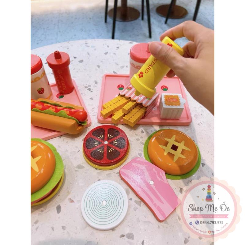 Set Đồ Ăn Nhanh Humberger dính nam châm | Đồ chơi gỗ cho bé