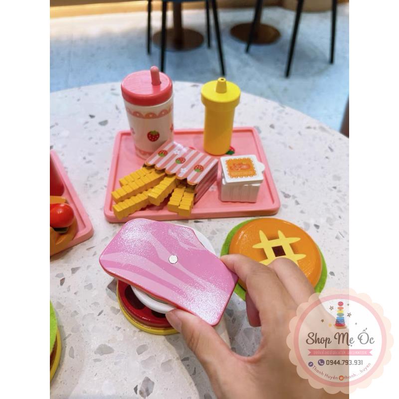 Set Đồ Ăn Nhanh Humberger dính nam châm | Đồ chơi gỗ cho bé