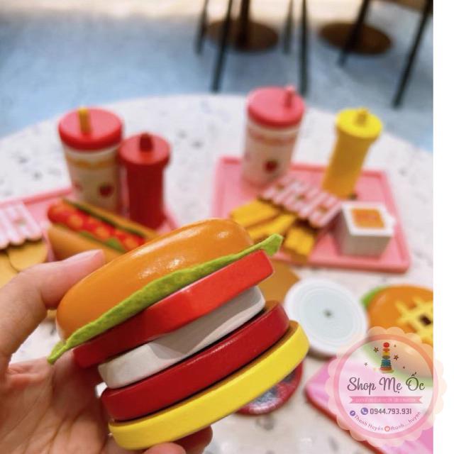 Set Đồ Ăn Nhanh Humberger dính nam châm | Đồ chơi gỗ cho bé