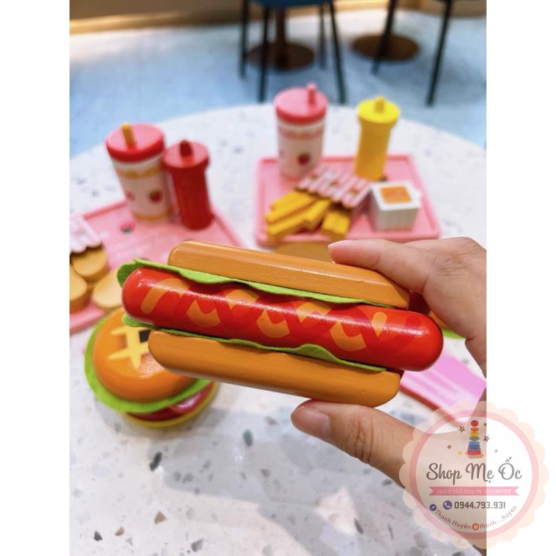 Set Đồ Ăn Nhanh Humberger dính nam châm | Đồ chơi gỗ cho bé