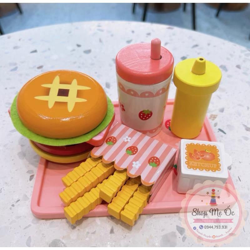 Set Đồ Ăn Nhanh Humberger dính nam châm | Đồ chơi gỗ cho bé