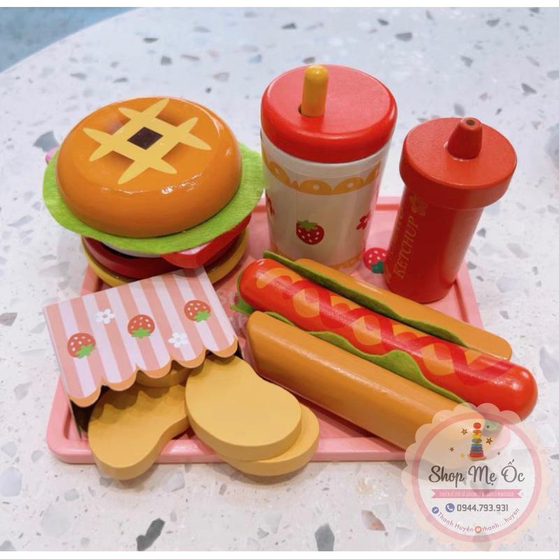 Set Đồ Ăn Nhanh Humberger dính nam châm | Đồ chơi gỗ cho bé