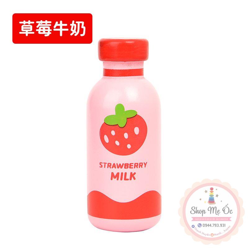 Đồ chơi - Set 4 chai sữa to bằng gỗ cho bé