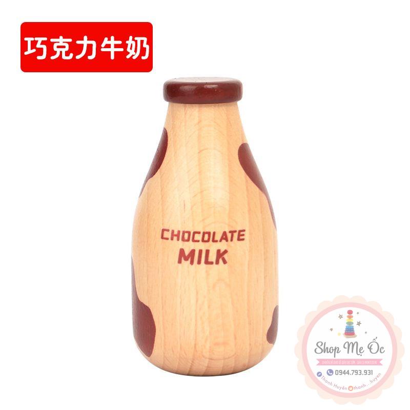 Đồ chơi - Set 4 chai sữa to bằng gỗ cho bé