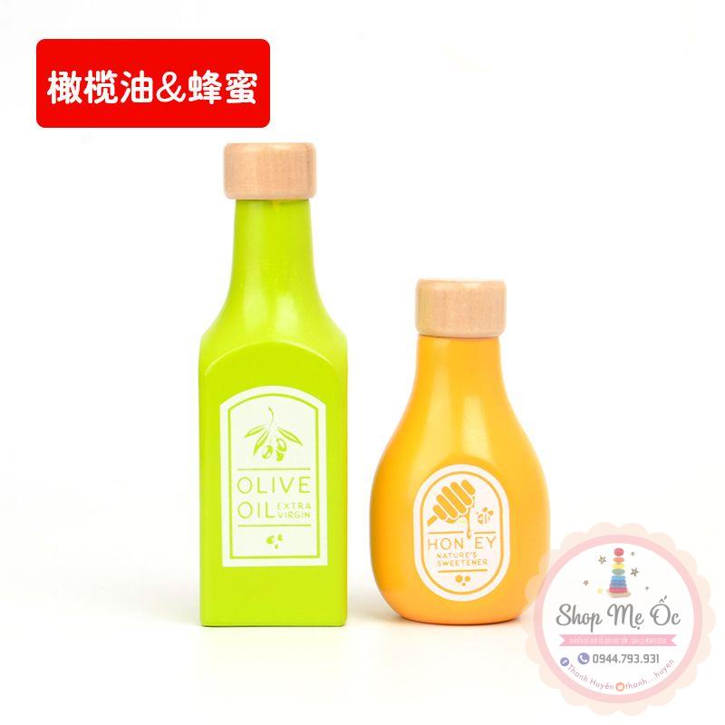 Đồ chơi - Set 4 chai sữa to bằng gỗ cho bé