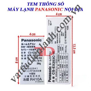 Tem thông số máy lạnh panasonic nội địa ex253c