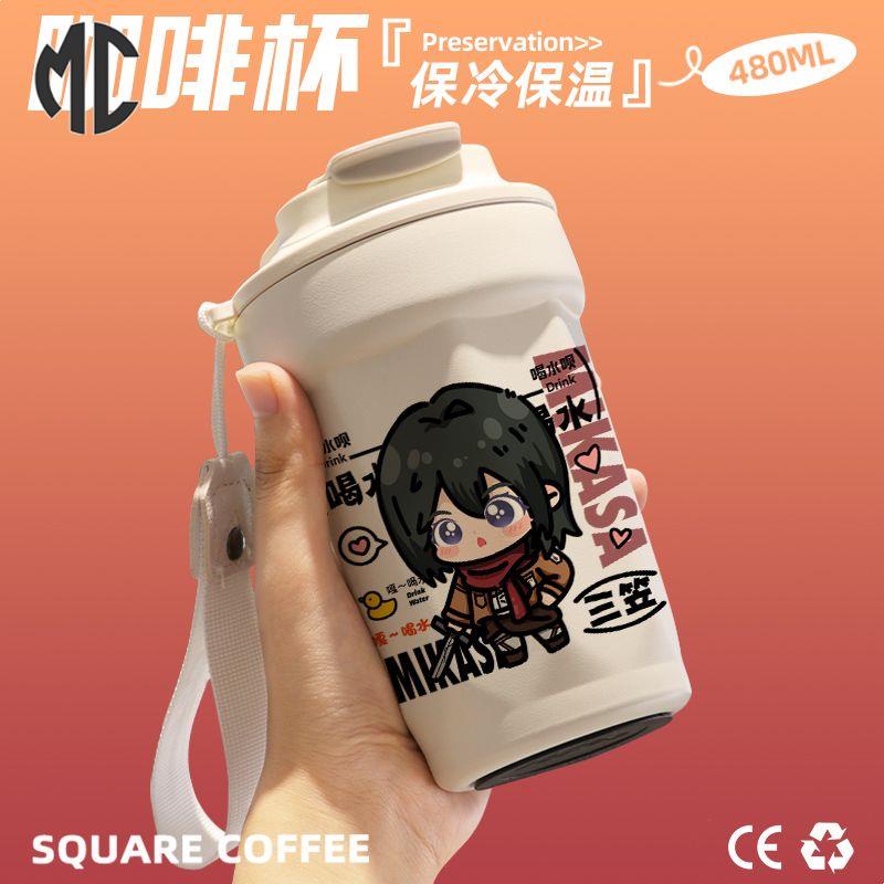 Bình Nước Giữ Nhiệt Bằng Thép Không Gỉ 316 Cao Cấp In Hình attack on titan