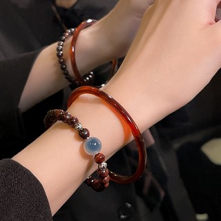 Vòng tay chuỗi hạt đỏ nâu phong cách trung hoa mới