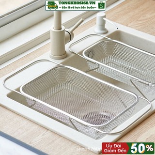 Rổ Rửa Rau Củ Quả Bằng Thép Không Gỉ Có Thể Thu Gọn, Giá Úp Chén Đĩa Ráo Nước Tiện Dụng Cho Nhà Bếp