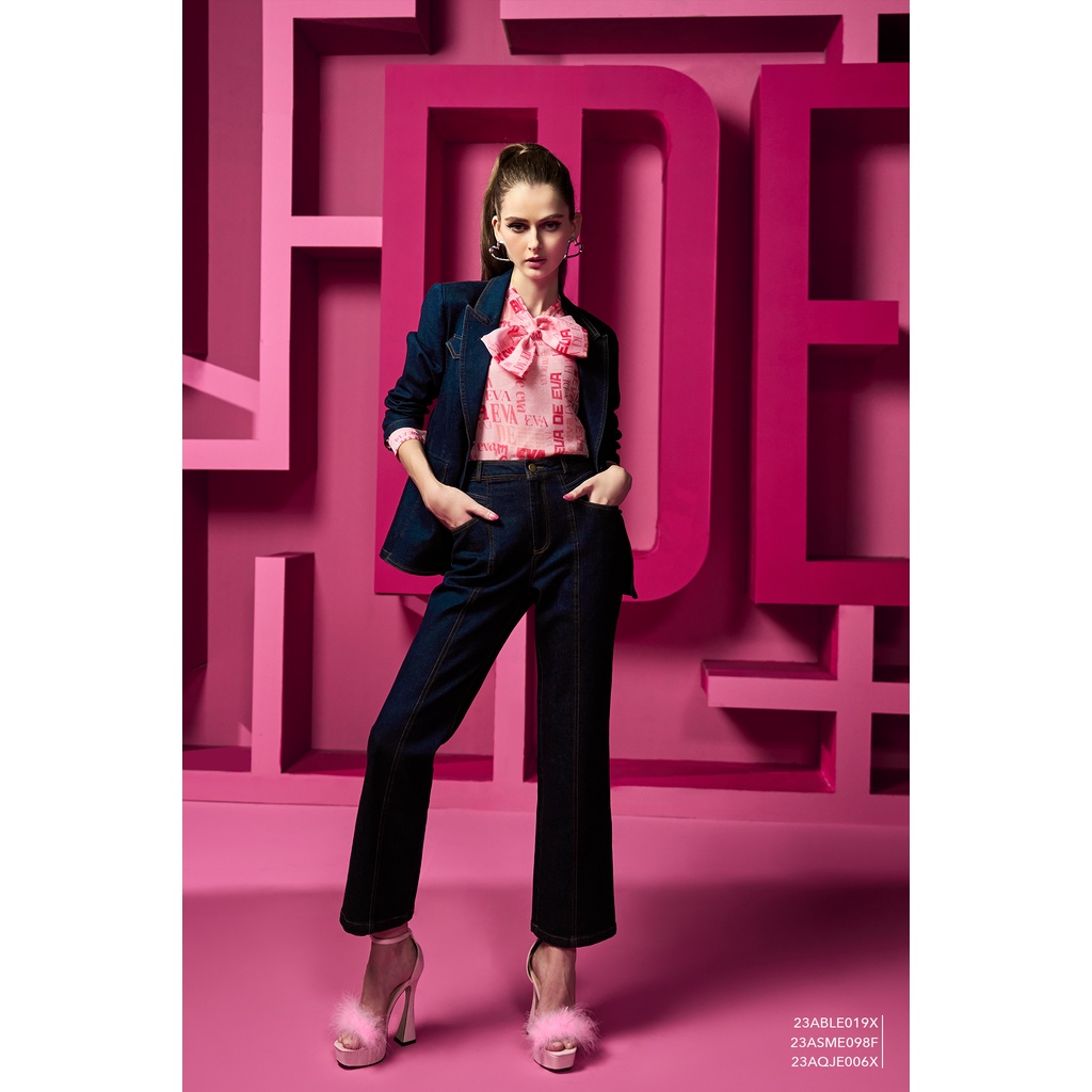 Quần denim nữ ống suông Eva de Eva 23AQJE006X