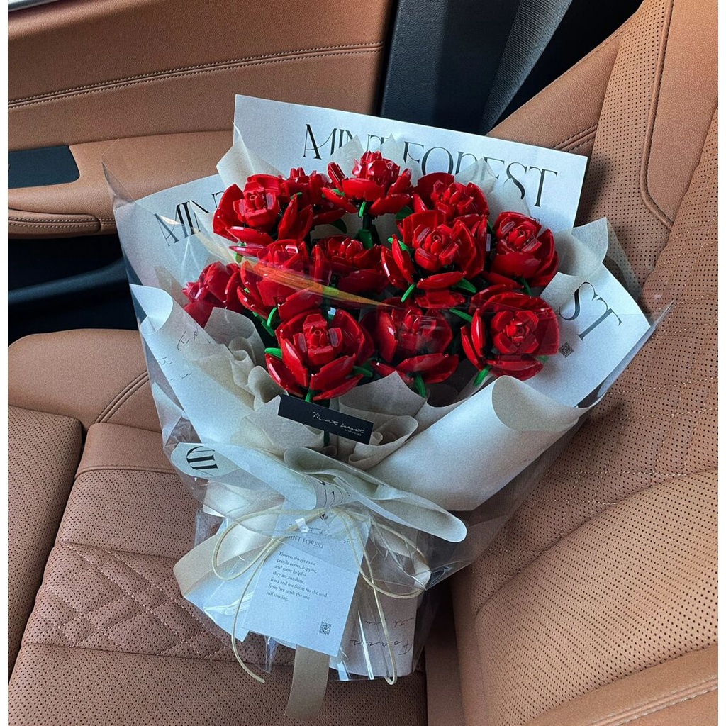 Đồ chơi lắp ráp HOA HỒNG - Bộ xếp hình khối xây dựng bó hoa hồng, cây hoa, quà tặng bạn gái, người yêu Rose bouquet