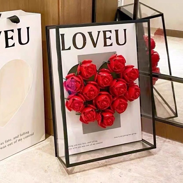 Đồ chơi lắp ráp HOA HỒNG - Bộ xếp hình khối xây dựng bó hoa hồng, cây hoa, quà tặng bạn gái, người yêu Rose bouquet