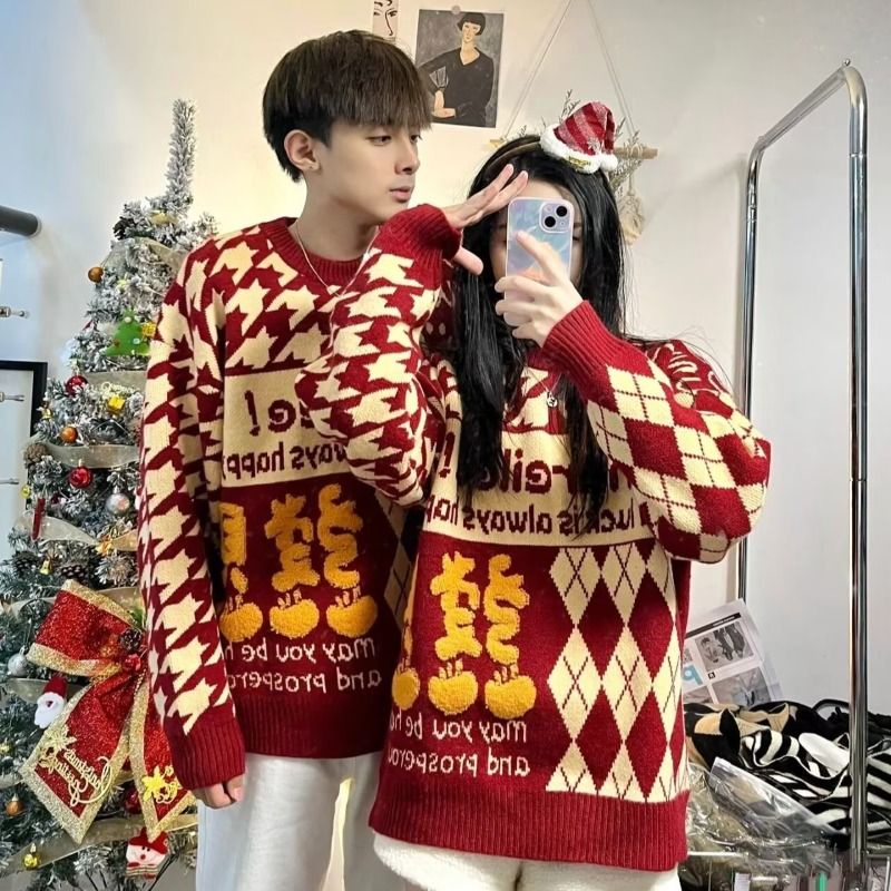 Áo sweater Dệt Kim Thời Trang Thu Đông 2023 Cho Cặp Đôi