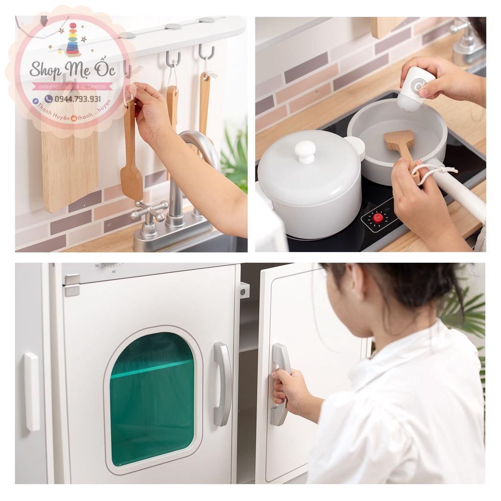 Đồ chơi gỗ Bếp - Tủ lạnh màu trắng cao 1m | Bếp có âm thanh