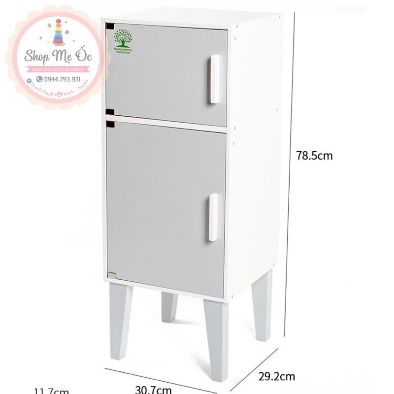 Đồ chơi gỗ Bếp - Tủ lạnh màu trắng cao 1m | Bếp có âm thanh