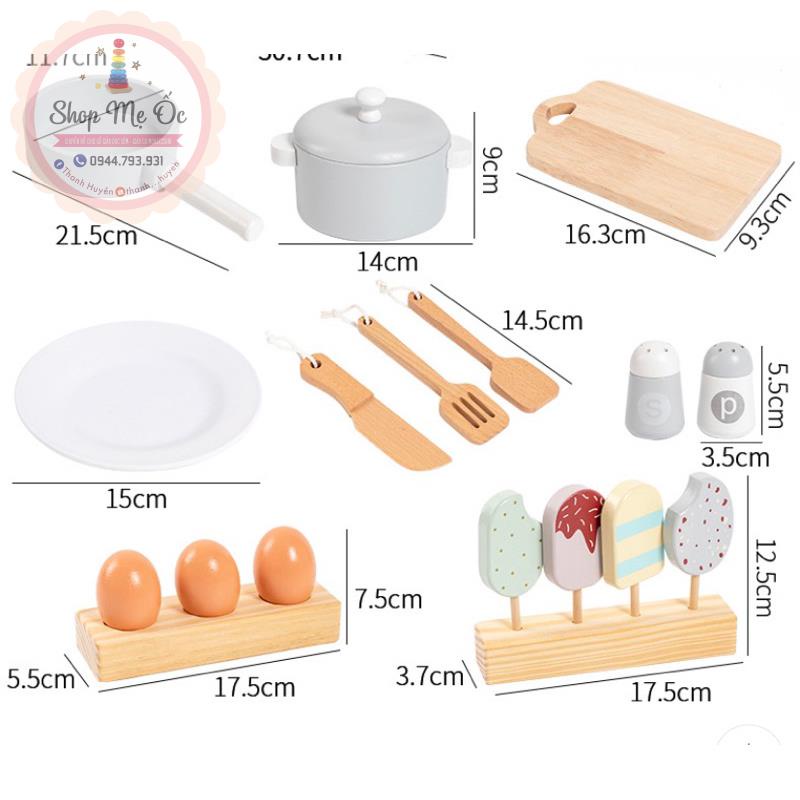 Đồ chơi gỗ Bếp - Tủ lạnh màu trắng cao 1m | Bếp có âm thanh