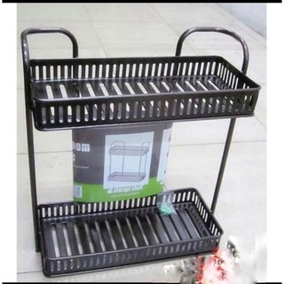 Kệ nhà tắm, nhà bếp inox đen vuông 2 tầng ta gdmp