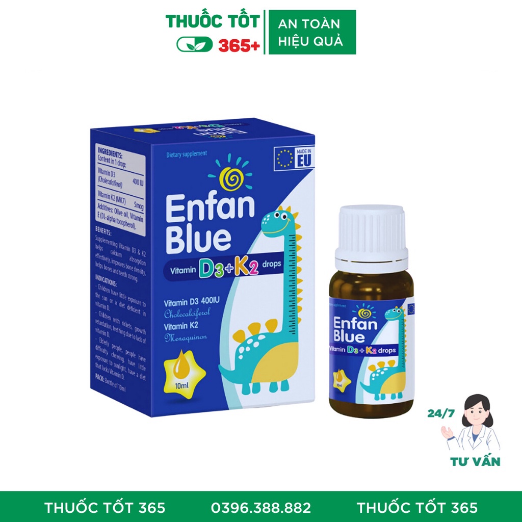 Vitamin D3 K2 MK7 Enfan Blue D3K2 Drops – Thuốc tốt 365
