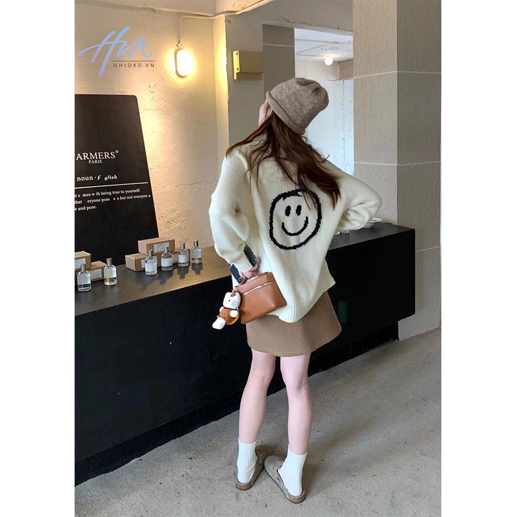 Áo Khoác cardigan Dệt Kim Dày Hai Dây Kéo Màu Sắc Tương Phản Thời Trang Mùa Đông Cho Nữ