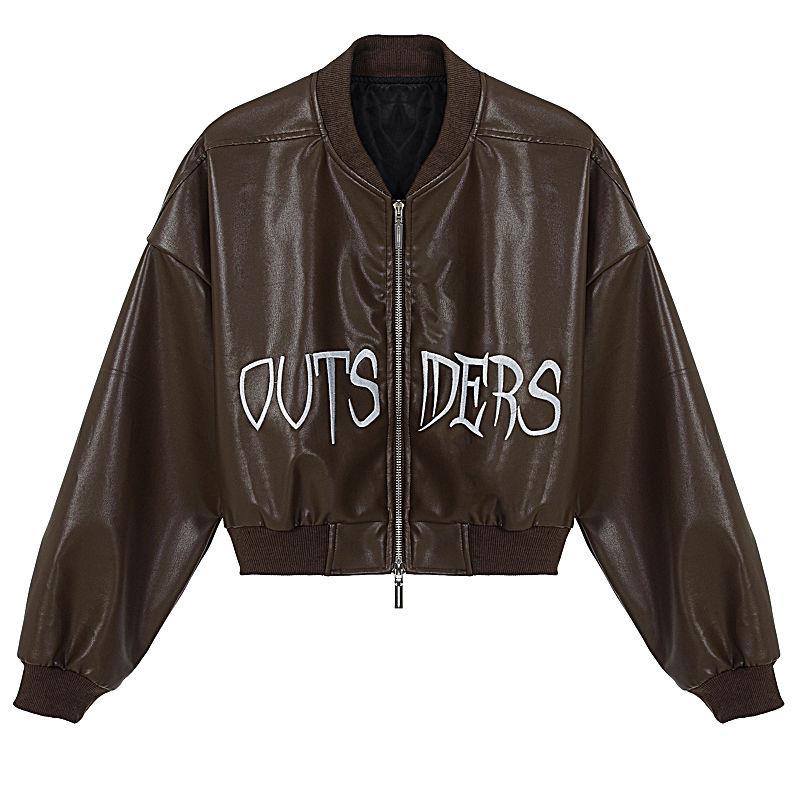 Áo Khoác Bóng Chày Da Tay Dài In Chữ Thời Trang retro Mỹ 2023