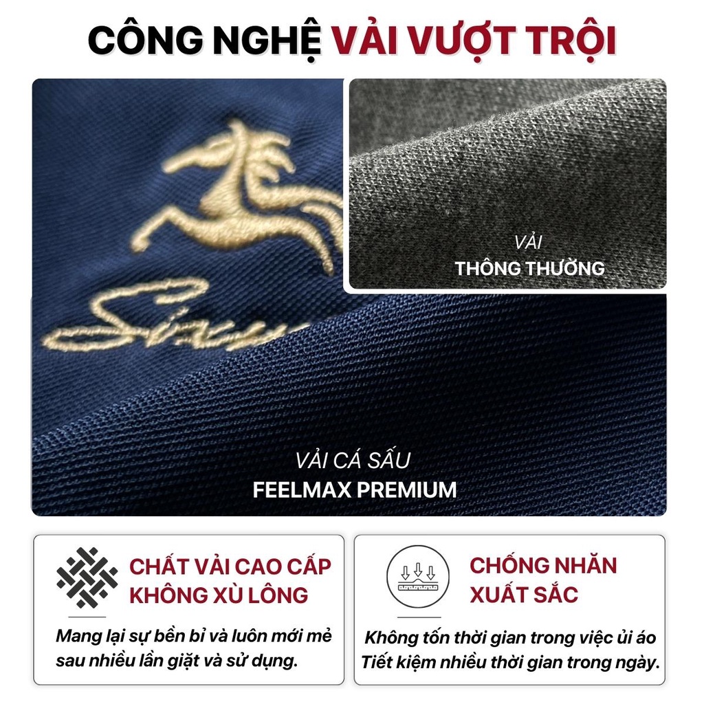 Áo Polo nam thêu cao cấp SIXMEN VICTORY - polo vải cá sấu cotton CVC thoáng mát nam tính