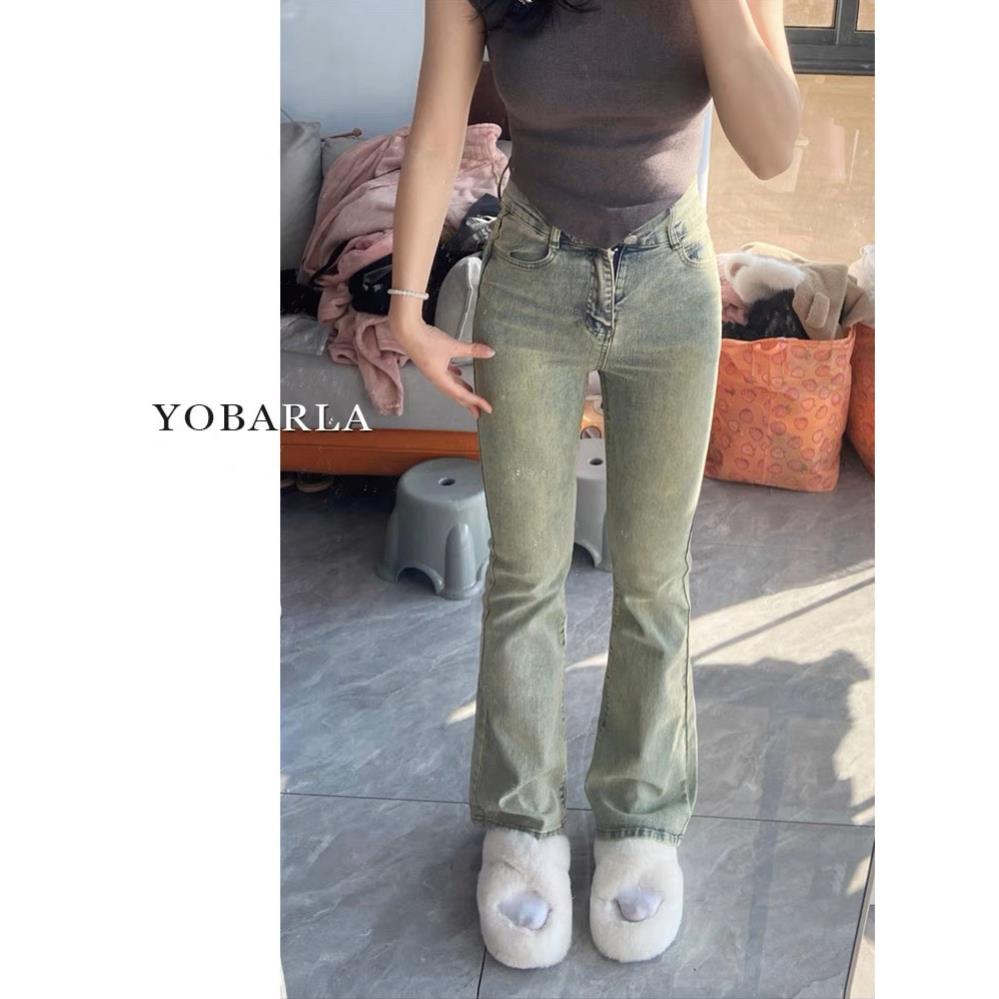 Quần jeans ống loe, quần bò ống loe màu bạc siêu xinh phù hợp cho những đôi chân nhiều khuyết điểm ms 41 hh