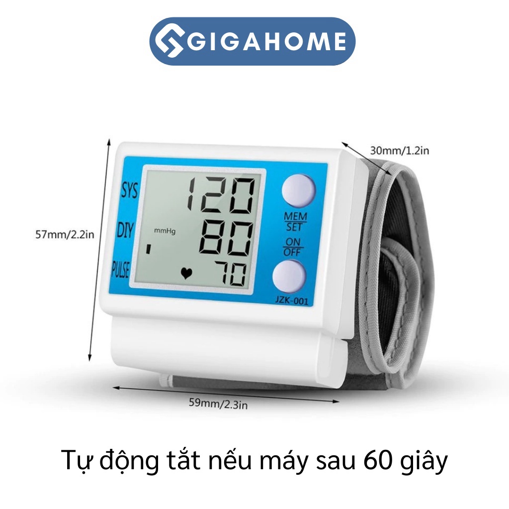 Máy Đo Huyết Áp Điện Tử Cổ Tay GIGAHOME Kiểm Tra Sức Khỏe Thông Minh 7568