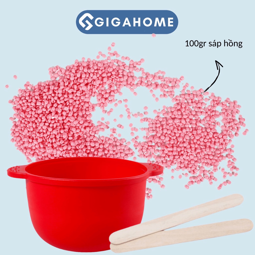Combo Chén Nấu Sáp Wax Lông Silicone + 100gr Sáp Cao Cấp GIGAHOME và 5 Que Gỗ Tặng Kèm
