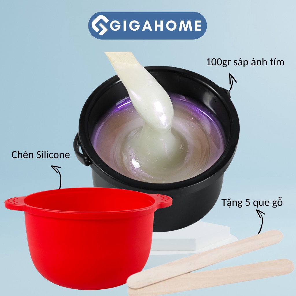 Combo Chén Nấu Sáp Wax Lông Silicone + 100gr Sáp Cao Cấp GIGAHOME và 5 Que Gỗ Tặng Kèm