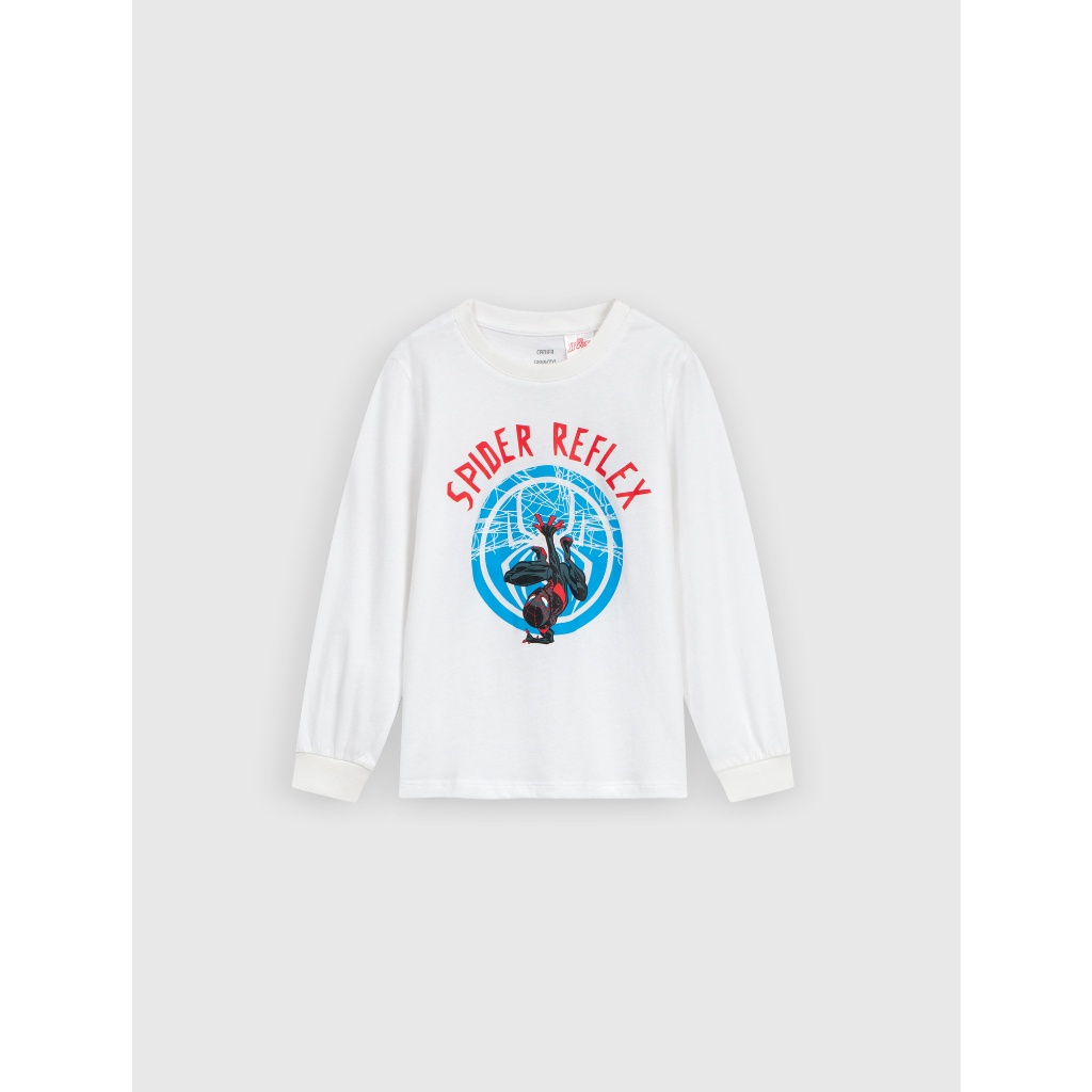 Bộ quần áo bé trai CANIFA chất liệu cotton áo dài tay in hình quần dài cạp chun 2LS23W007