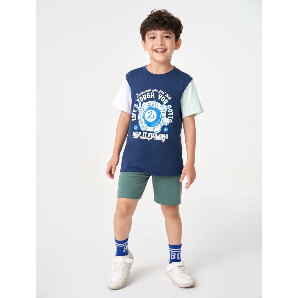 Áo phông cộc tay bé trai CANIFA chất liệu 100% cotton mềm mại, thấm hút tốt 2TS23W003