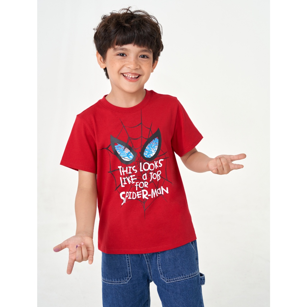 Áo phông bé trai CANIFA áo thun ngắn tay chất liệu cotton in hình Spiderman 2TS23W005
