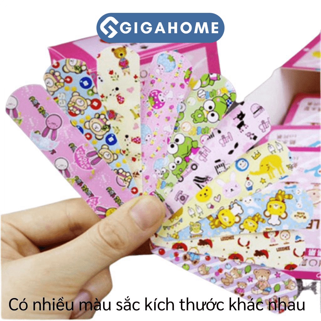 Bộ 100 Miếng Băng Cá Nhân GIGAHOMEVN Họa Tiết Hoạt Hình Dễ Thương Cho Bé 6507
