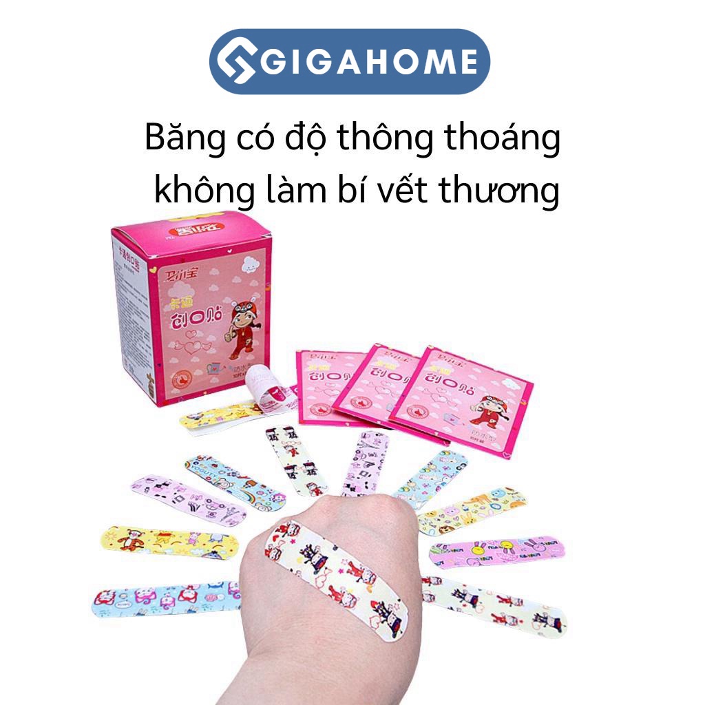 Bộ 100 Miếng Băng Cá Nhân GIGAHOMEVN Họa Tiết Hoạt Hình Dễ Thương Cho Bé 6507