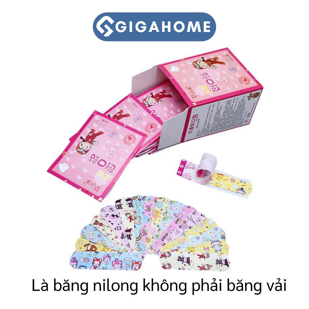 Bộ 100 Miếng Băng Cá Nhân GIGAHOMEVN Họa Tiết Hoạt Hình Dễ Thương Cho Bé 6507