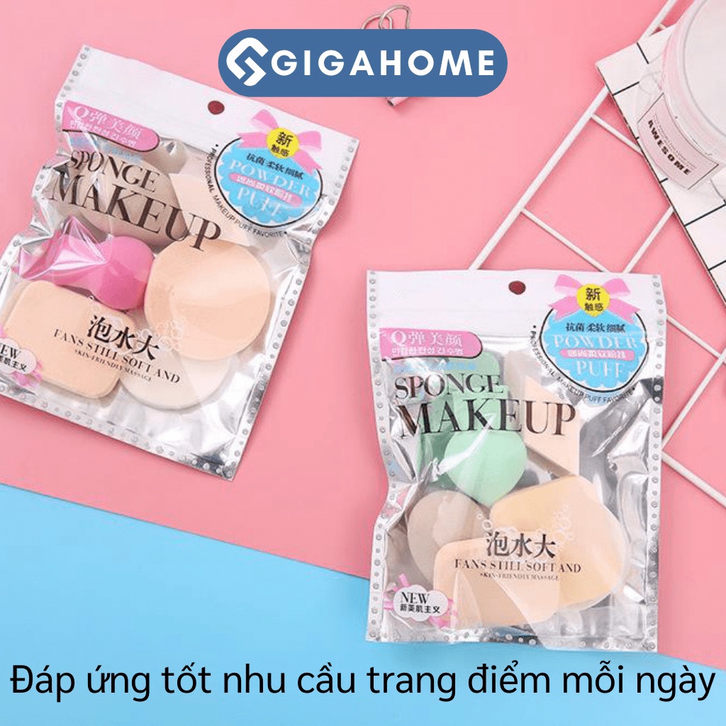 Set 6 Mút Tán Kem Nền GIGAHOME Dạng Giọt Nước, Hình Chữ Nhật Mềm Mại 5010