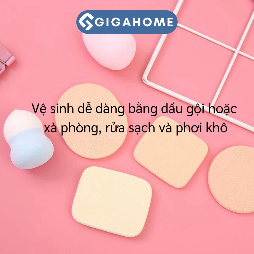 Set 6 Mút Tán Kem Nền GIGAHOME Dạng Giọt Nước, Hình Chữ Nhật Mềm Mại 5010