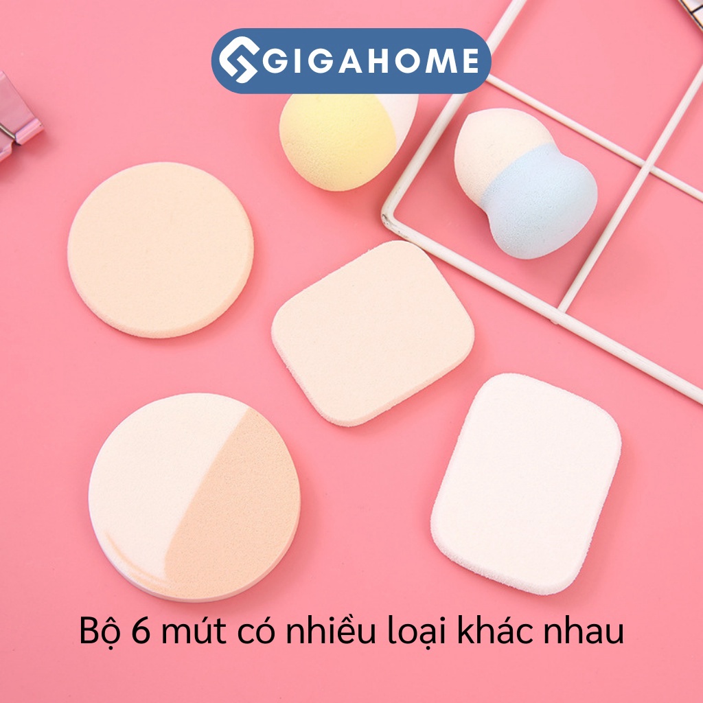 Set 6 Mút Tán Kem Nền GIGAHOME Dạng Giọt Nước, Hình Chữ Nhật Mềm Mại 5010