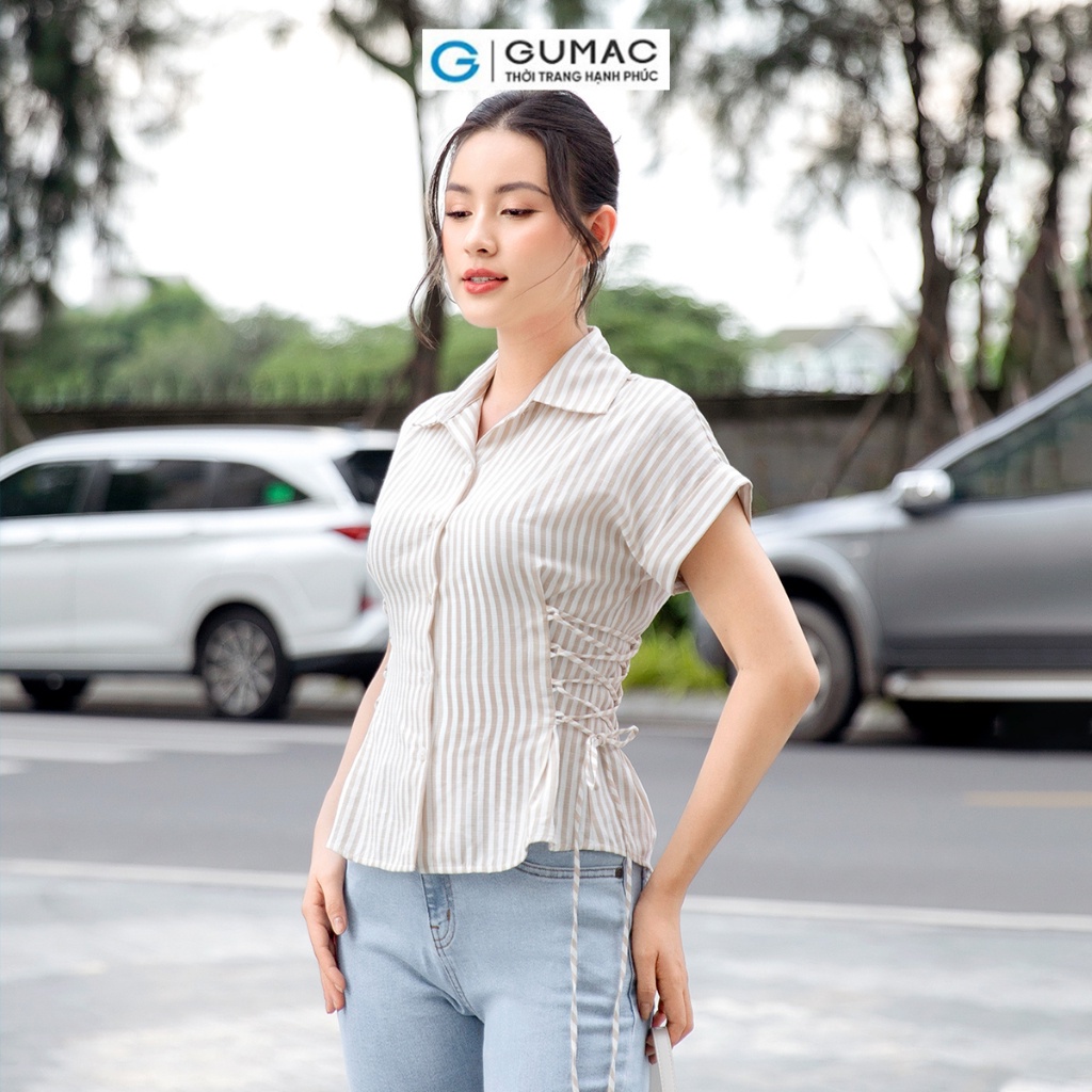 Áo kiểu nữ thiết kế dây thắt eo nhiều màu GUMAC AD09001