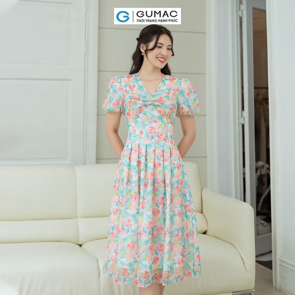 Đầm A chiết ly eo GUMAC DD08059