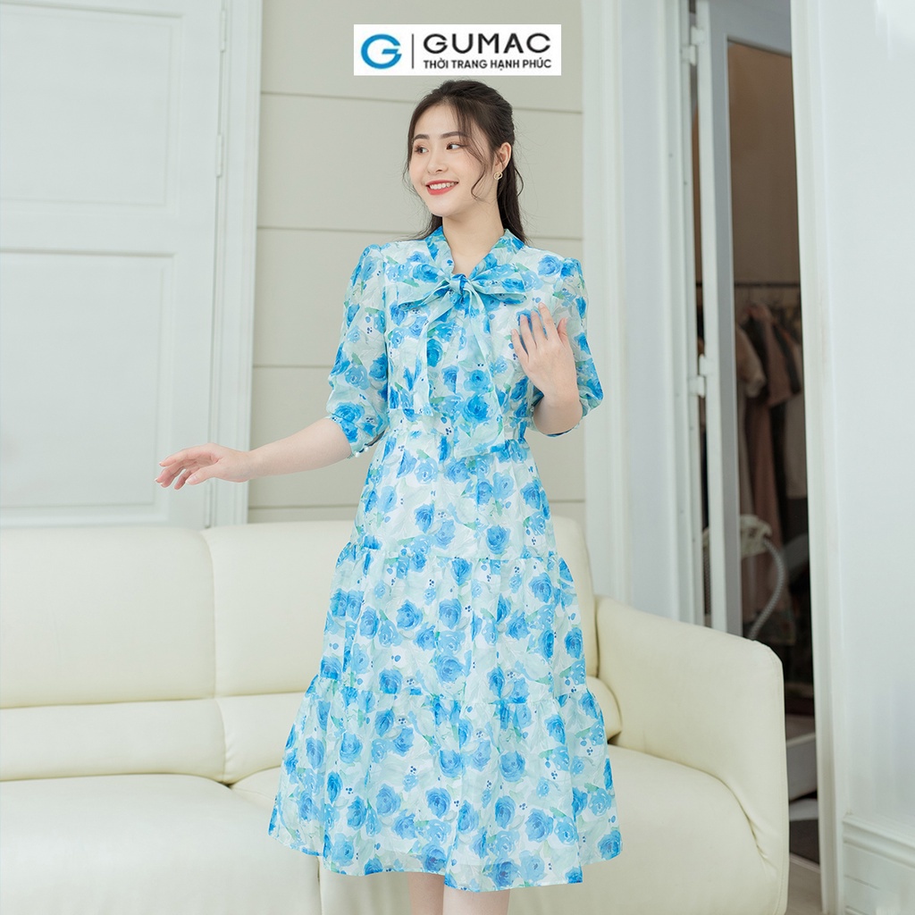 Đầm hoa cổ nơ GUMAC DD08035