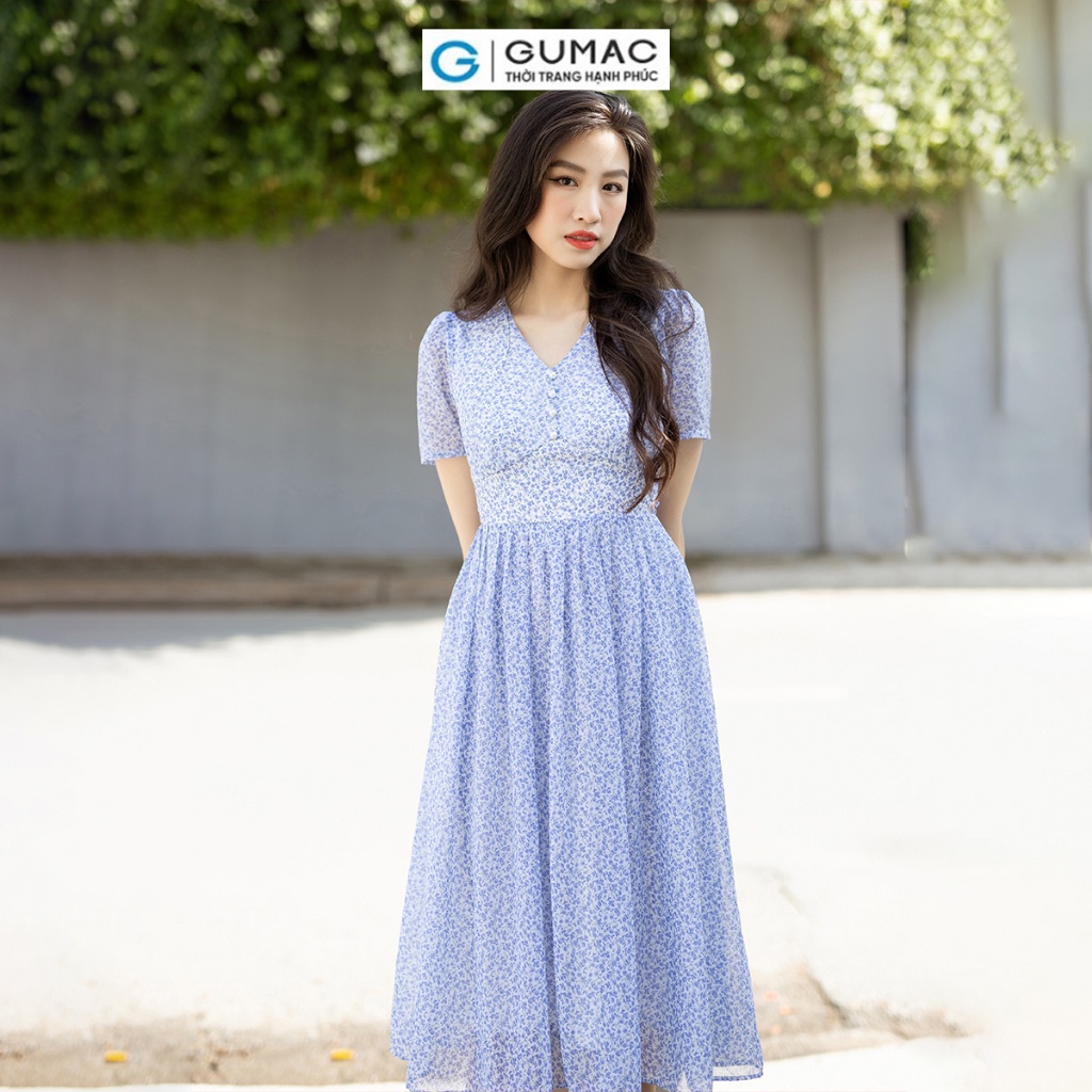 Đầm xòe xếp ly thời trang GUMAC DD07030