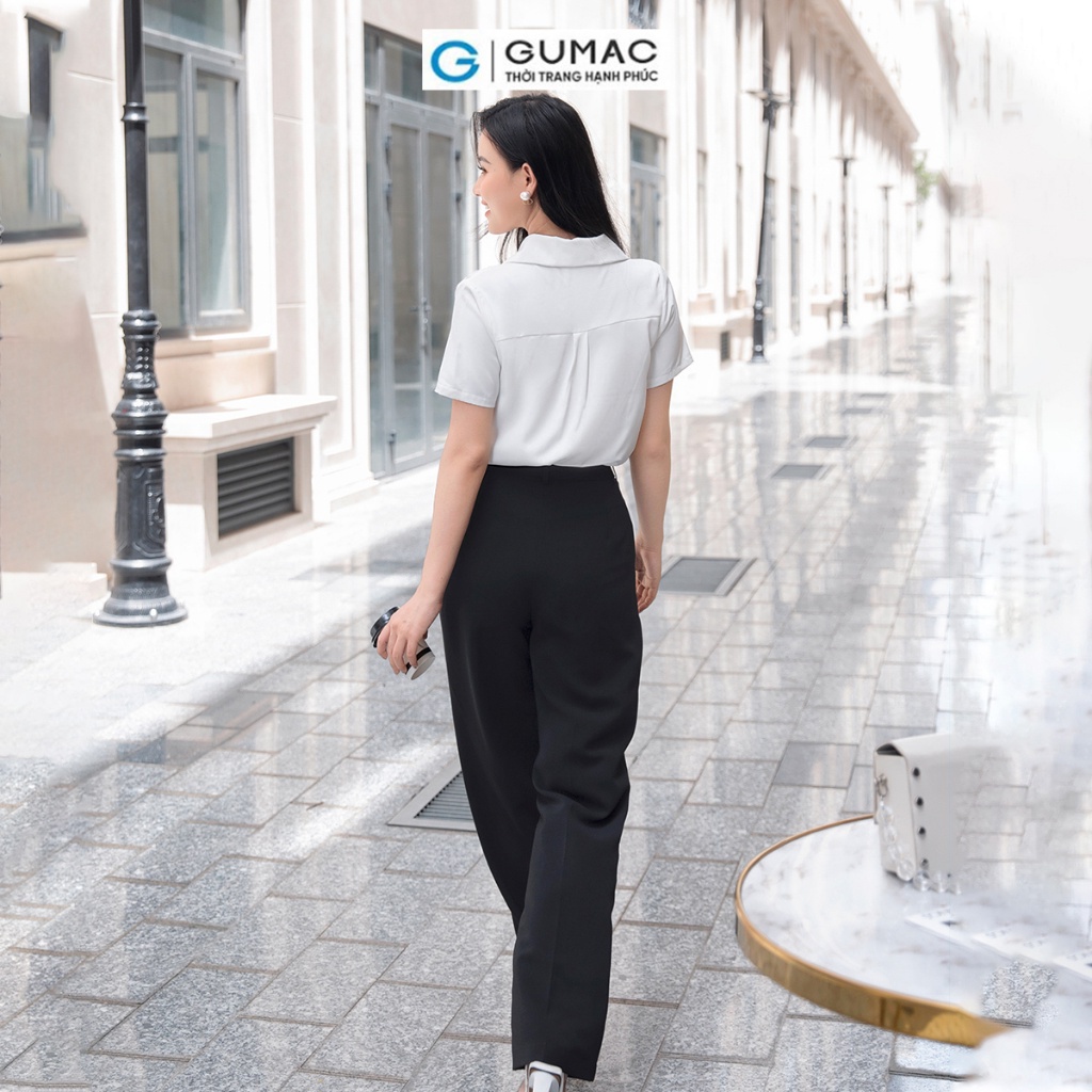 Quần tây đen nữ ống suông, lưng cao phối túi thời GUMAC QD09024