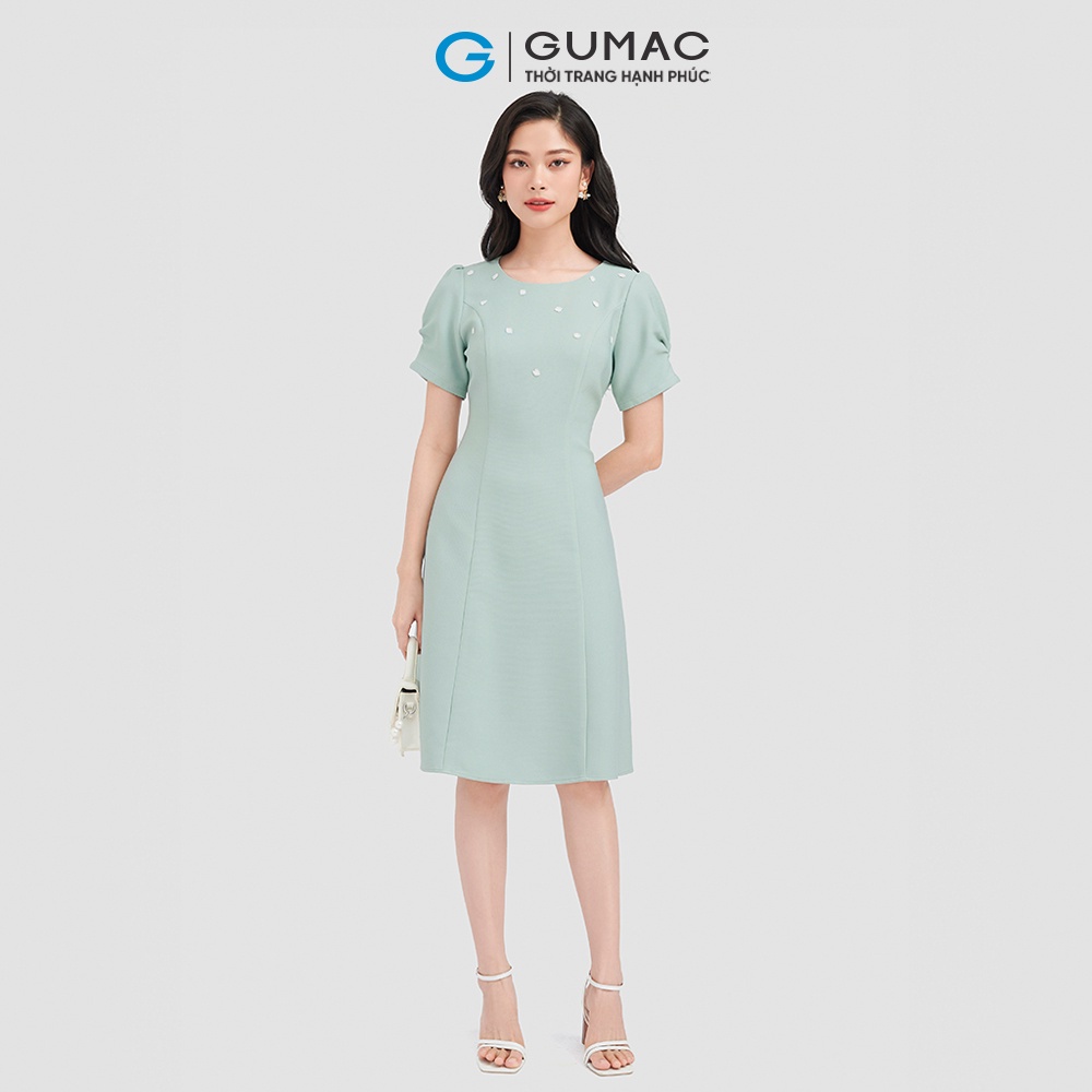 Đầm hoa đính ngực thời trang GUMAC DC08030