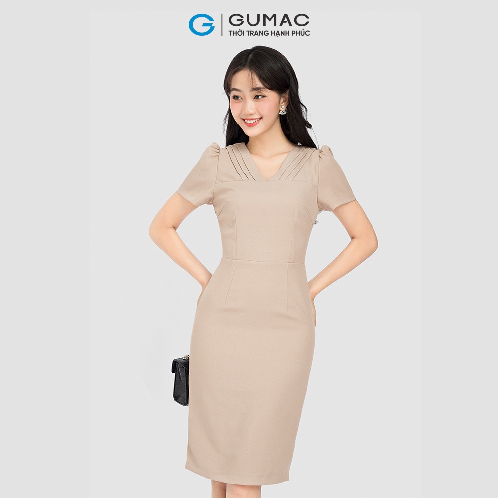 Đầm cổ xếp ly thời trang GUMAC DC09058